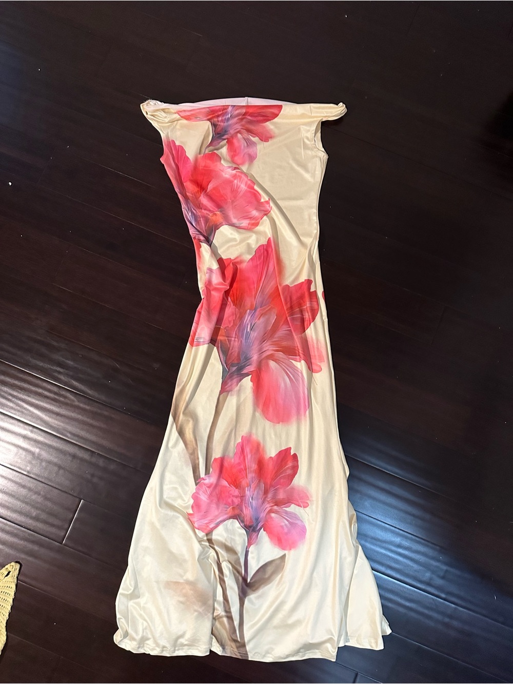 SHEIN Cream Maxi Dress with Pink Floral Print
